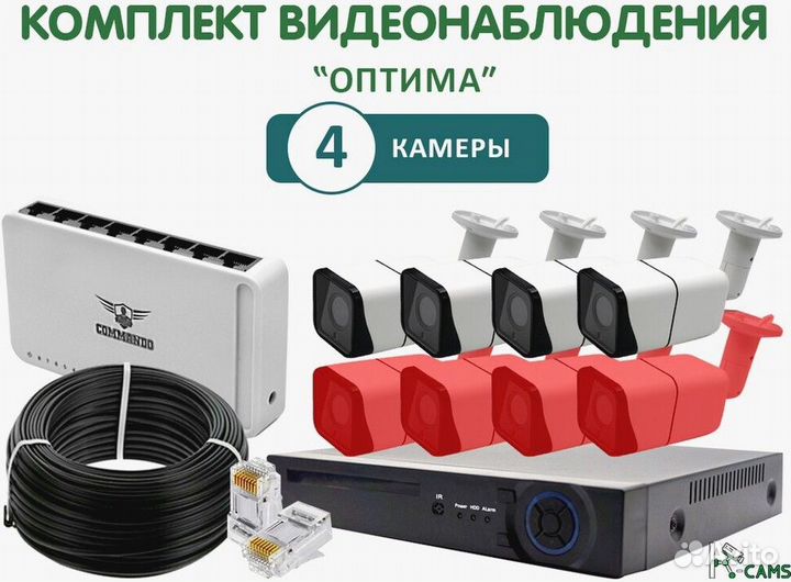 Комплект видеонаблюдения Оптима 4 камеры