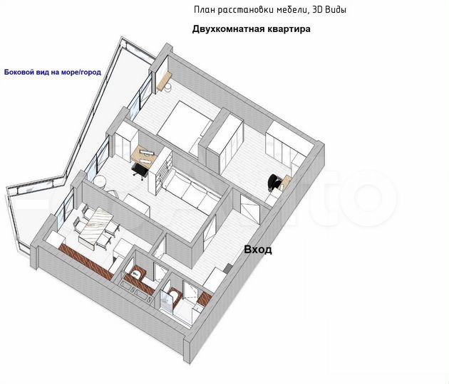 2-к. квартира, 61,6 м², 4/8 эт.