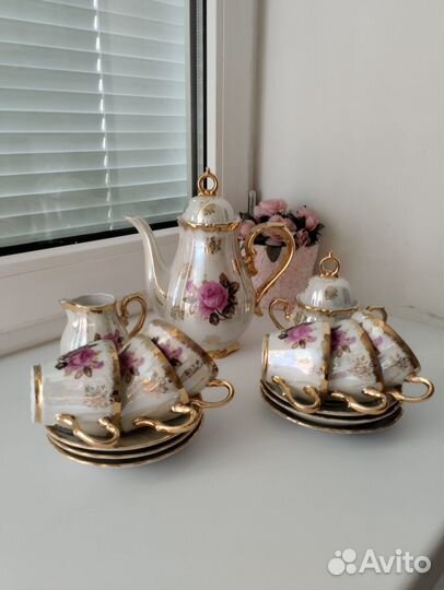 Сервиз кофейный из тонкого фарфора 6 персон СССР