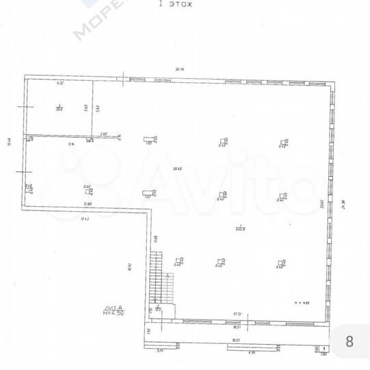 1 этаж на 1-й линии с ремонтом, 1000 м²