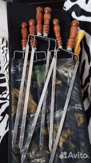 Шампур двойной с деревянной ручкой