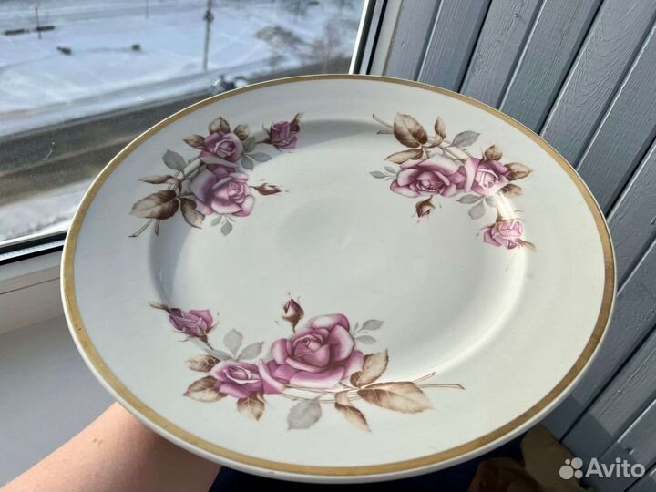 Блюдо тарелка Дулево 35 см фарфор цветы блюдо СССР