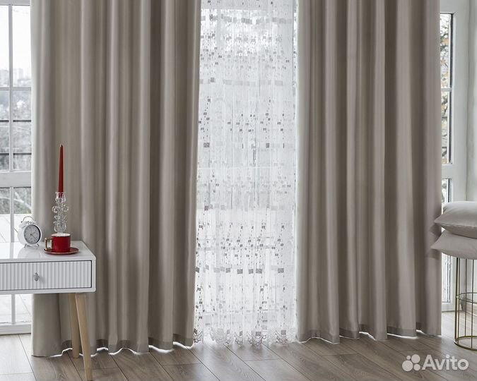 Шторы Адора сливочный новые на окна пошив