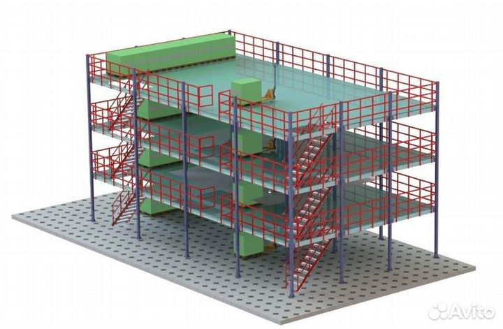 Монтаж мезонинных стеллажей