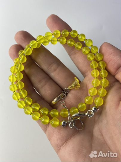 Желтые бусы из камней агат 44 см