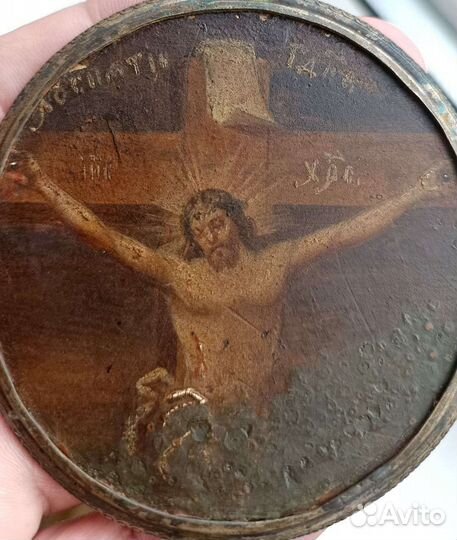 Икона серебро 84 пробы. Распятие Христово. 18- 19в