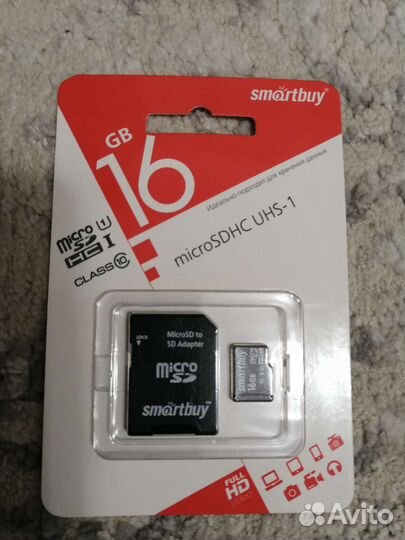 Карта памяти MicroSD HC 16гБ