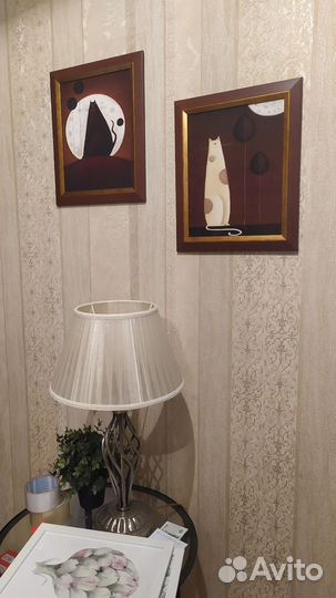 Картина в рамке, набор 3 шт, (Лунные Коты)