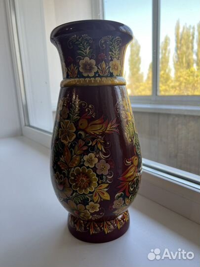 Ваза деревянная хохлома