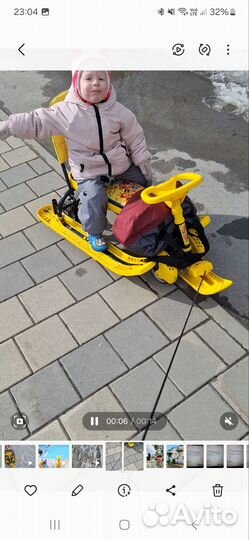 Снегокат детский (лыжни+колеса+ручка для родителя)