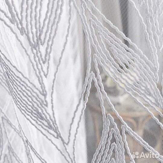 Тюль Дентель колосья холодный белый готовый