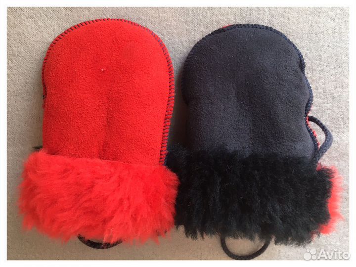 Варежки из овчины на 1 год