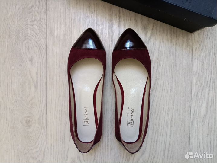Новые бордовые замшевые балетки 38