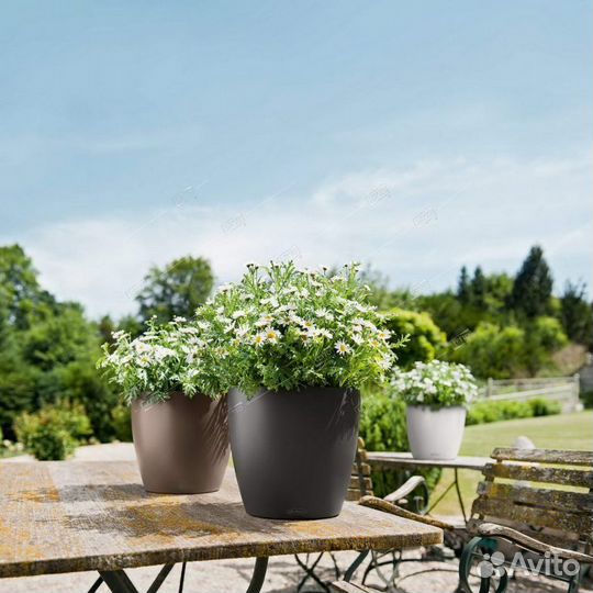 Кашпо Классико Колор 28 Серое с системой автополив