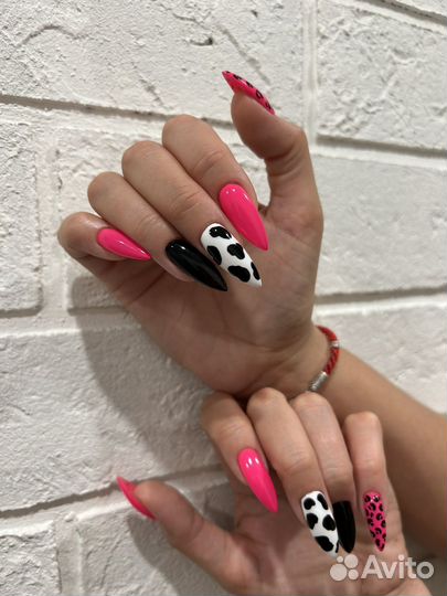 Маникюр с покрытием гель лак, наращивание