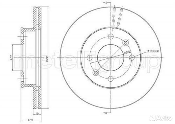 Metelli 230626 23-0626 диск тормозной передний без