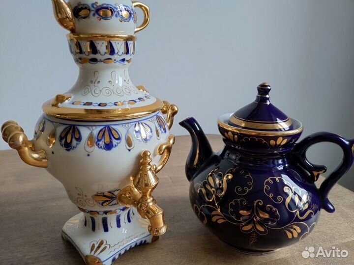 Самовар и чайник Гжель СССР