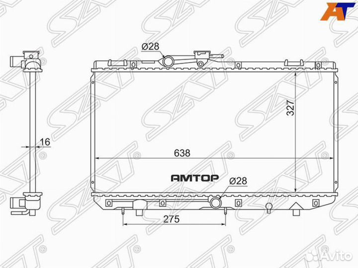 SAT TY0001-EP80 Радиатор Toyota Starlet 89-99