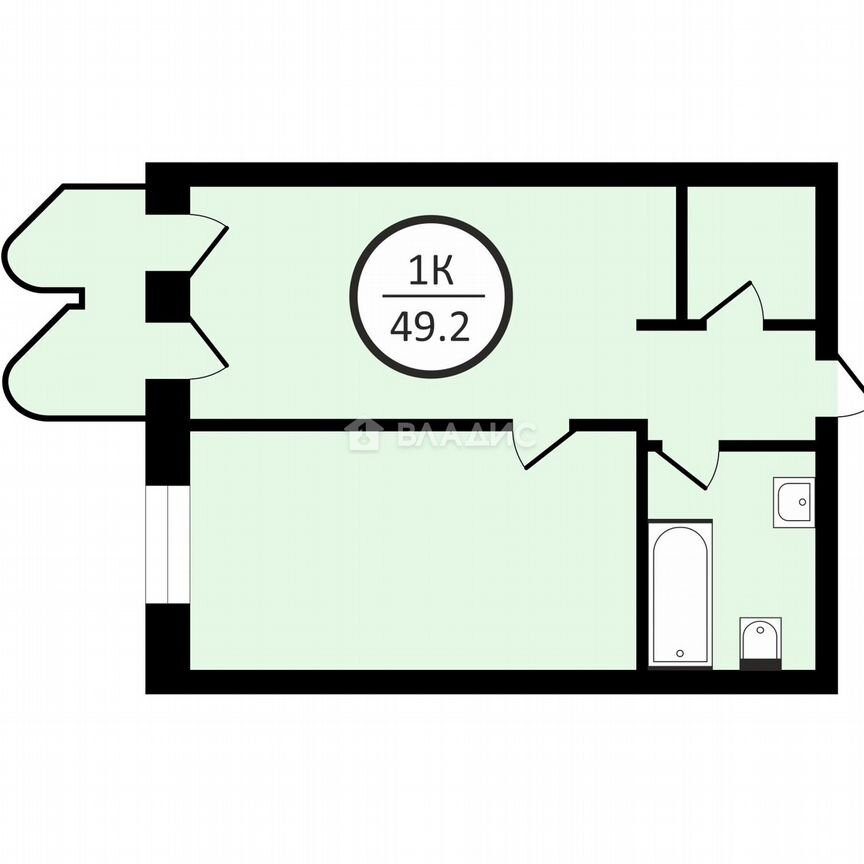 1-к. квартира, 49,2 м², 7/24 эт.