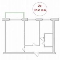 2-к. квартира, 44,2 м², 4/5 эт.