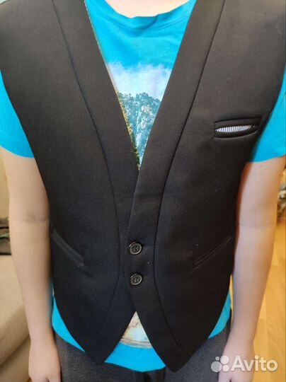 Пиджак и жилет черные 140 рост