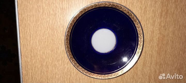 Кобальтовые чайные пары двух видов и блюдца лфз