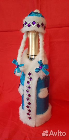 Новогоднее украшение на бутылку