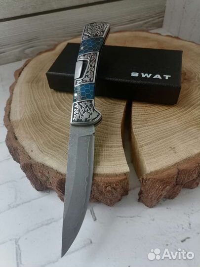 Нож складной дамасская сталь