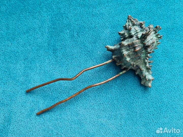 Шпилька заколка Медь Ракушка ручная работа