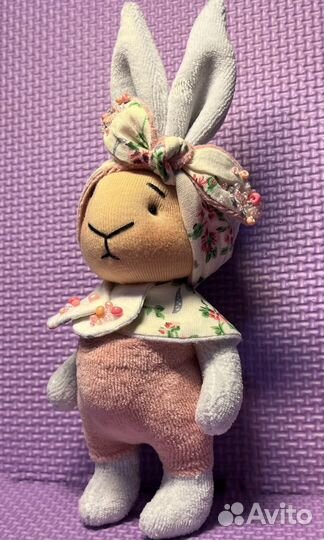 Мягкая игрушка зайка Трындычиха ручная работа