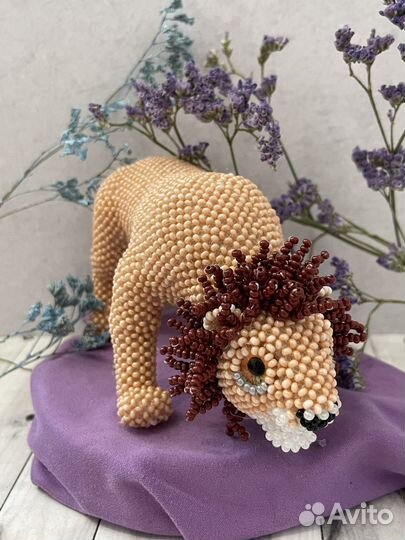 Лев из бисера, амигуруми ручной работы