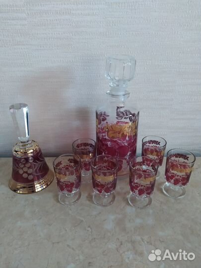 Графин с рюмками.Чехия. Хрусталь.Отличный подарок