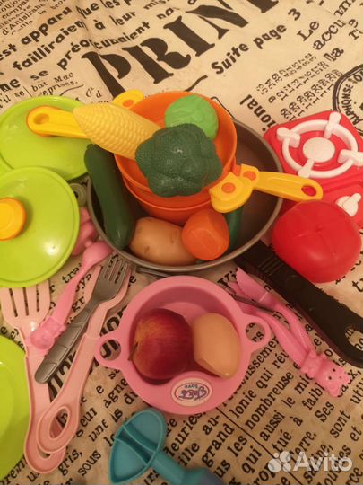 Посудка детская с фруктами и овощами для игры