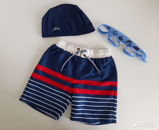 Шорты Mothercare + шапочка + очки