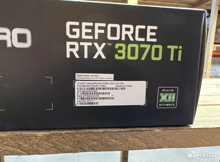 Видеокарта palit GeForce RTX 3070Ti GamingPro 8Gb