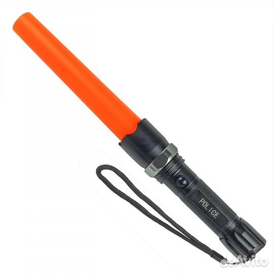 Фонарь ручной жезл police, корпус металл, аккумуля