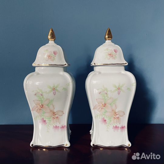 Пара старинных чайниц в стиле ар нуво, середина XX века