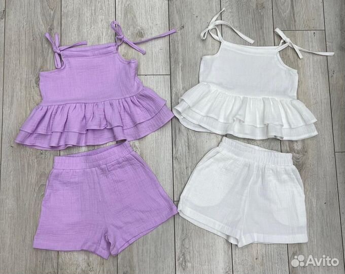 Комплект костюм двойка из муслина для девочки
