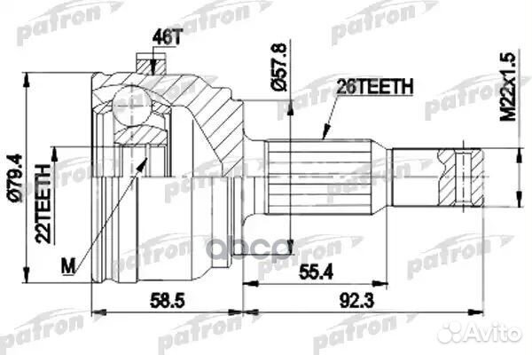 ШРУС наружн к-кт A:26, B:22, D:79.4 ABS:46 CH