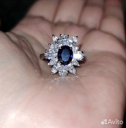 Кольцо серебро 925 пробы с сапфиром 2.31 ct