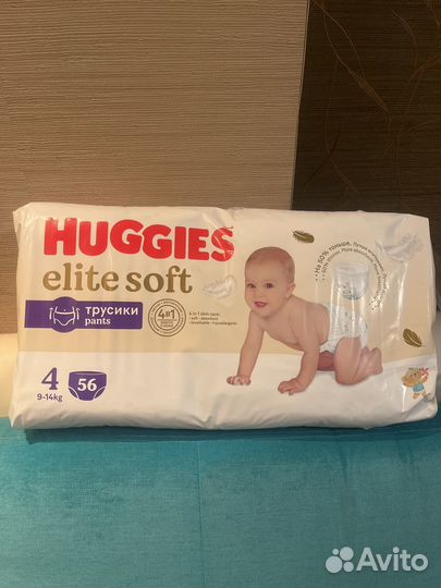 Подгузники трусики huggies elite soft р.4 56 шт