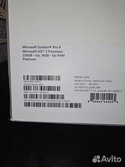 Micrisoft surface PRO X LTE