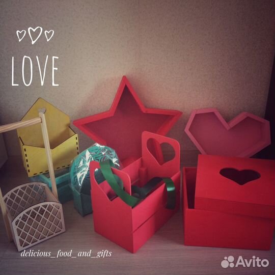 Деревянные ящички и корзинки для подарков