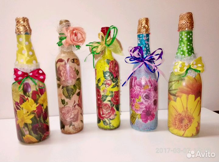 Декупаж бутылок шампанского