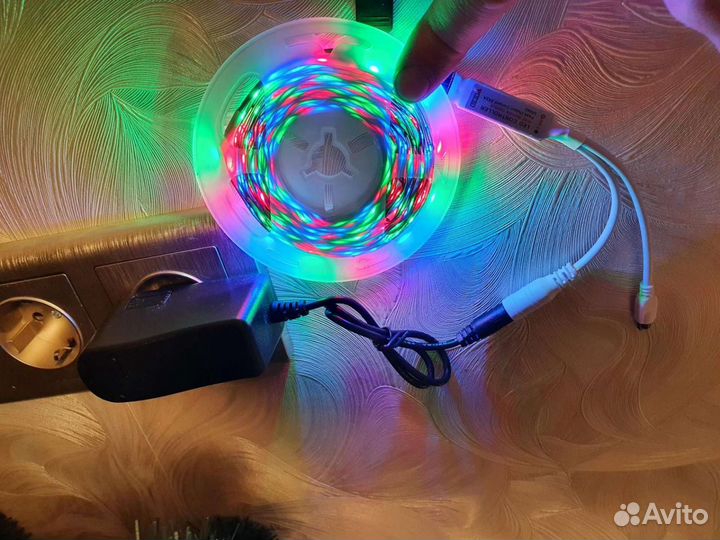 Светодиодная лента 5м+контроллер+б.п