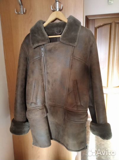 Куртка кожаная мужская зимняя бу