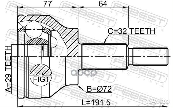 Шрус наружный 29X72X32 2010-WD14F Febest