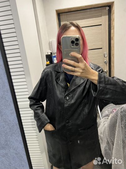 Кожаная куртка пиджак винтаж