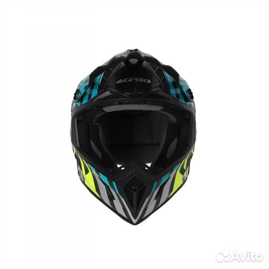 Шлем Acerbis Steel Carbon Light Blue/Fluo Yellow