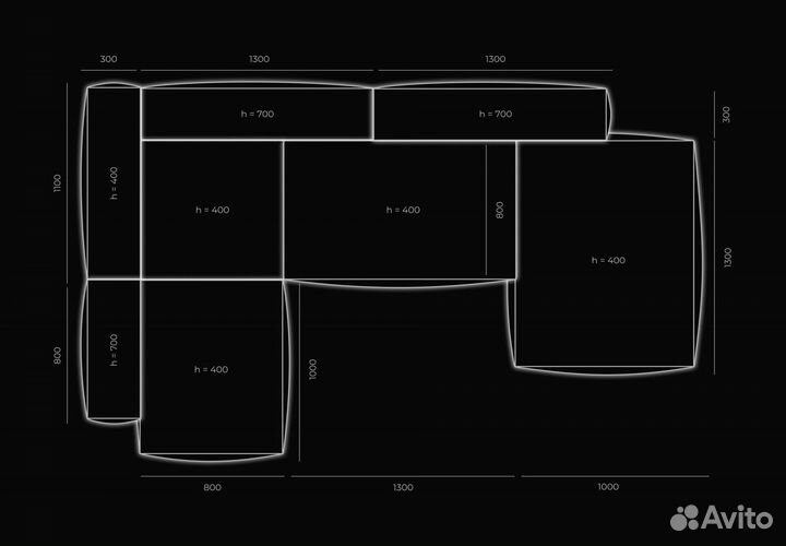 Диван 34502100 мм